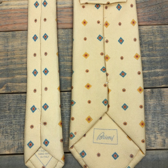 BRIONI Italy Men's yellow lavender & orange tie